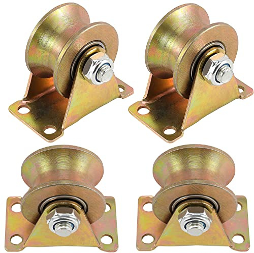 Lyplus 4 Pcs Heavy-Duty 2 U-Type Groove Casters with Brackets for Sliding Gates Wheel, Rolling Gates and Industrial Machines，Loading Capacity 660 Lbs