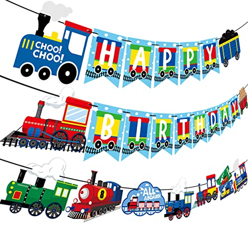 Retro Train Birthday Party Supplies - Steam Train Decorations for Theme Parties & Baby Showers