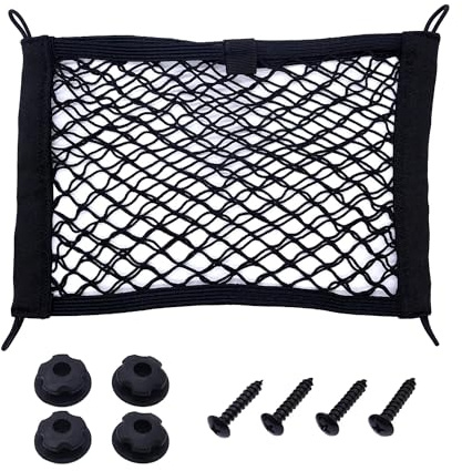 HISports Car Storage Net Universal 25 * 35cm, Boot Luggage Net Bag with 4 Velcro Fasteners Fine Mesh Organiser