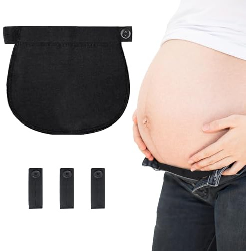 NHBETYS Maternity Pants Extender with 3 Elastic Waist Extenders Adjustable Belly Bands Pregnancy Waistband Extender for Jeans Pant Skirt Dress Trouser(Black)