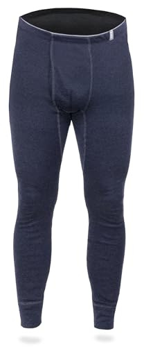 SES Pantaloni termici da uomo, lunghi, taglie S - 4XL, in 75% cotone e 25% poliestere, traspiranti, per calore e comfort, Blu marino, 3XL
