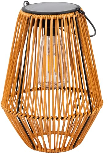 Gadgy Solarlampe für außen Garten - Wasserdichte Solar Leuchte Garten draußen - Solar Laterne für draußen Rattan Optik - Gartenleuchten solar - braun