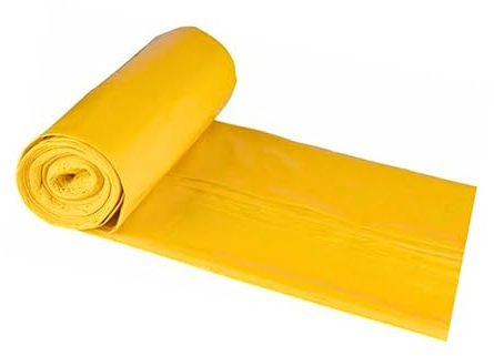 10 Rollos de bolsas de basura amarilla 100L (85x105 cm) – Galga 130 extra fuertes, ecológicas y compostables – 10 bolsas por rollo