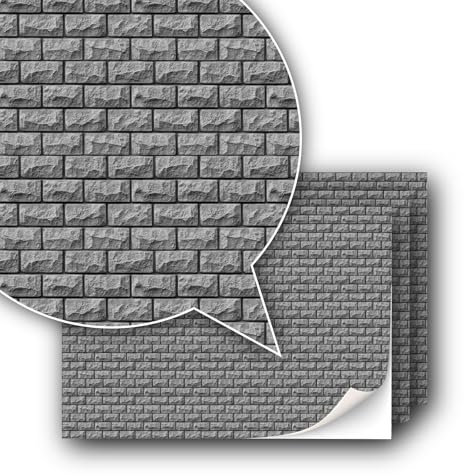 3 feuilles de film décoratif autocollant revêtement mural pour modélisme à l'échelle 1:87 voie H0 (UK : échelle 3,5 mm) (mur rocheux historique)