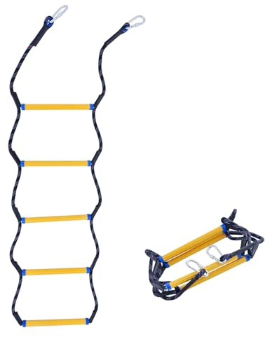 LZ.MZXU Boat Rope Ladder - 5 Step Heavy Duty & Safe Ladder, Compact Portable Design, Easy to Use for Swimming, Diving, Boat Rescue | Ideal for Swimmers, Fishermen, Family Water Activities