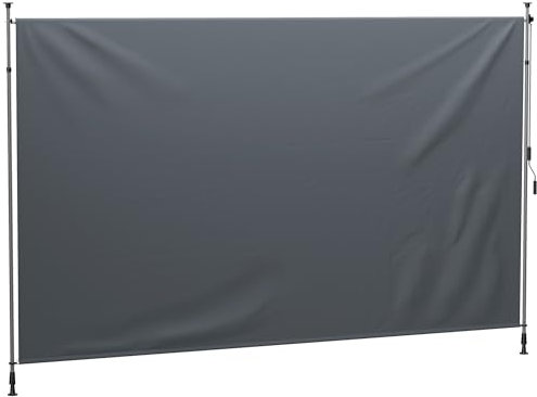 Outsunny Klemmmarkise mit Handkurbel höhenverstellbar Gelenkarmmarkise Markise ohne Bohren Sonnenschutz UV-beständig, inkl. Wandhalterung Sonnenmarkise 400 cm breit für Terrasse Balkon, Dunkelgrau