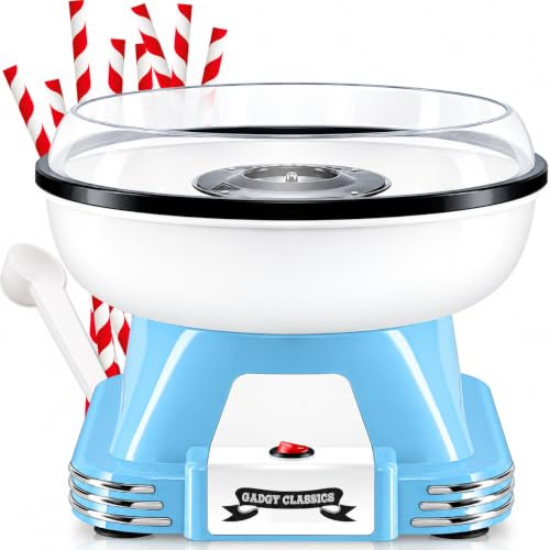 Gadgy Cotton Candy Machine – Candy Floss Maker - Blue | Retro Cotton Maker - Suitable for Sugar or Candies - Including 10 Candyfloss Sticks