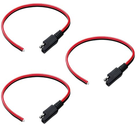 AYHYHLJZJ 3 Pièces Connecteur Rapide SAE 14AWG - 30 cm (1 Ft), Connecteur SAE pour Voiture, Adaptateur d'Alimentation 12V, Chargeur Batterie Moto, Câble Robuste et Polyvalent