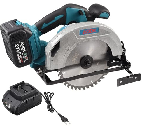 Mini Sierra Circular,Sierra Circular de Mano,Sierras Circular Inalámbrica Circulars Saw Sierra Madera Electrica 21V con 1 Batería Y Cargador,1 Hojas de Sierras,Motor Sin Escobillas (1 batería)
