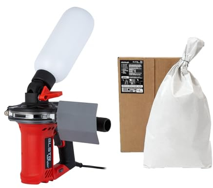 BLSTR Sander v2.0 Sableuse électrique portative (Sans compresseur) + 10 kg Média d’oxyde d’aluminium 0,2–0,5 mm pack – Décapage rouille, peinture et graffiti (Bois/Métal/Verre)