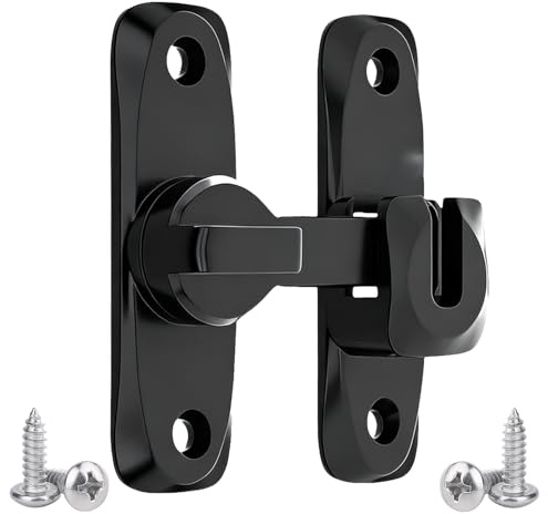 IGXX 90/180 graders Flip Skjutdörrlås – Svart metall dörrregellås för innerdörrar, grindar, skåp & badrum – Robust dörrbeslag med rostskyddad finish (Svart, 75mm x 23mm x 4mm)