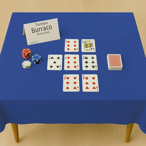 Byour3 - Panno Blu Da Gioco - Per Tavolo Quadrato O Rettangolare Torneo Burraco Carte Da Poker Copritavolo Proteggi Tavolo Per Giochi Da Tavola Mollettone Per Giochi Natalizi (12 posti 250x145 cm)