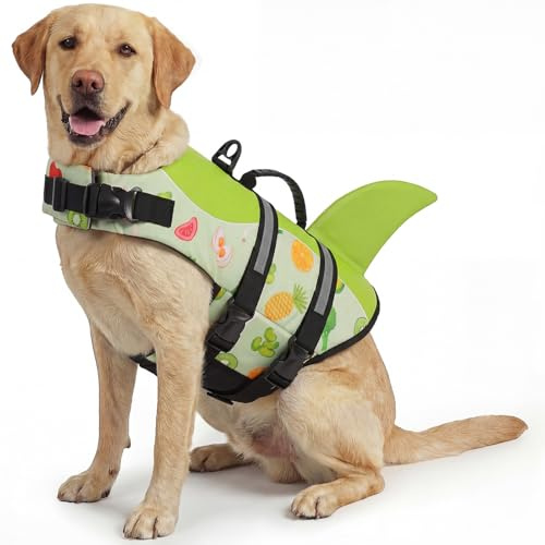 ASENKU XXL hundlivräddare, stor hund haj flytväst med handtag, flytväst för husdjur med reflekterande band, vattensäkerhet för simning, båtturer