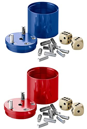 BestSaller SUPER SIX Würfelspiel Aluminum, Farbe:rot & blau