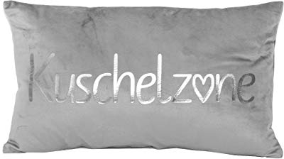 Moon Dekokissen Kuschelkissen ca. 30x50 cm in Samt-Optik mit Kuschelzone Design - grau/Silber