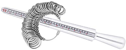 CHUER Calibro per Anelli, Ring Sizer Scale di Misura Strumenti per Misurare Gli Anelli Diametri Strumenti di Dimensionamento delle Dita UK,US,EU Metal Steel Misuratore Anelli Fidanzamento