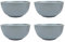 YöL Soup Bowls Set of 4 Cereal Dessert Breakfast Stoneware Solid Grey White Rim
