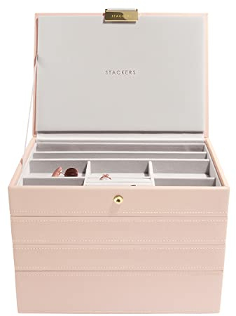 Stackers Blush Pink & Champagne Gold Classic Medium Jewellery Box - Set of 4
