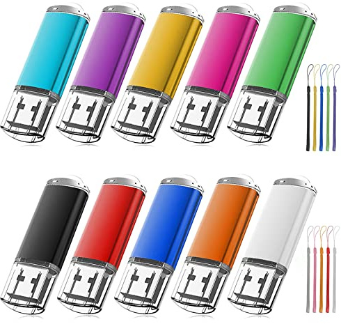 32 Go Cle USB 2.0, EASTBULL Clé USB Lot de 10 Flash Drive Stockage Mémoire Stick avec 10 Cordes