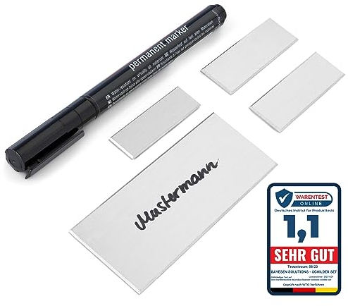 Premium Aluminium Schilder Set zum Beschriften aufkleben Namensschild Haustür Schild, Klingelschild, Briefkastenschild, Türschild selbstklebend - mit Geschenkebox & keine Werbung Aufkleber Etiketten