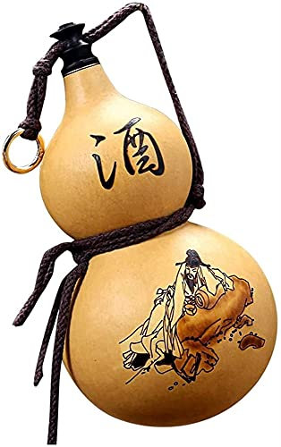 Sake Bottle Vin Pot Sake Sertie Flagon Naturel Vin Naturel Gourd Pendentif En plein air Bouteille d'eau portable/Artisanat/Cruche à vin/Jar à vin/Décoration de l'arrangement de fleurs(1000ML)