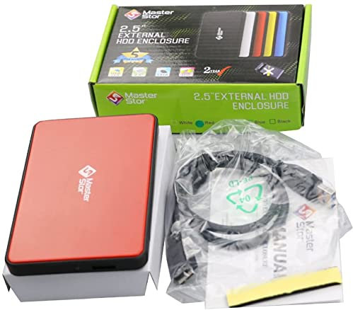 Disco Duro Externo portátil MasterStor de 80 GB - USB 3.0 ultrarrápido para Mac, Mac Book y Windows - Rojo/Negro/Azul - Todos los Diferentes GB Disponibles (320 GB, Rojo)