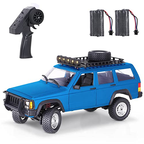 Goolsky RC Rock Crawler, 1:12 Scale Remote Control Car, 4WD Off Road RC Truck, 2.4Ghz All Terrains Climbing Vehicle, RC Car with LED Lights for Adults, Include 2 Batteries (Blue)