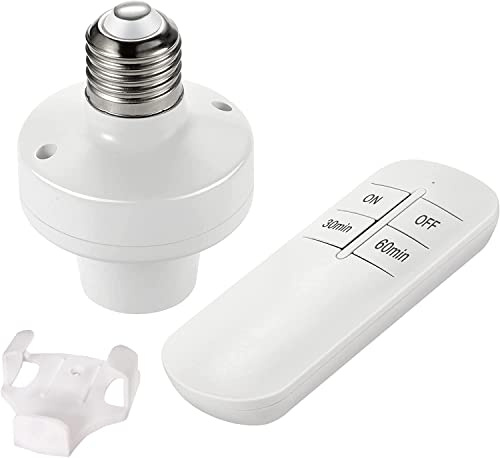 QIACHIP Wireless Remote Control Light Socket E26 E27 Bulb Base Holder,No Wiring,Timing Screw Plug in Socket with RF Remotes