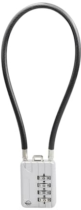 SISAV Serrure à câble long de 30cm/12pouces avec cadenas à combinaison à 4 chiffres,câble de sécurité réinitialisable,pour bagages,valises,armes,casques - couleur argentée 1 Pièces