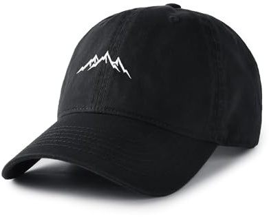 FURTALK Baseball Caps Mens Mountain Embroidery Dad Hat Unstructured Soft Vintage Washed Cotton Outdoor Baseball Cap, Black, L