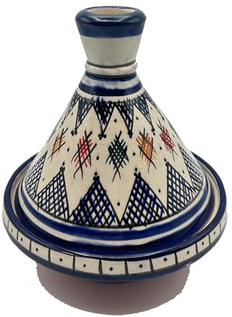 Mini Tajine Porta Spezie in Ceramica di Safi, Dipinto a Mano Diam. 19 Cm 1704241115