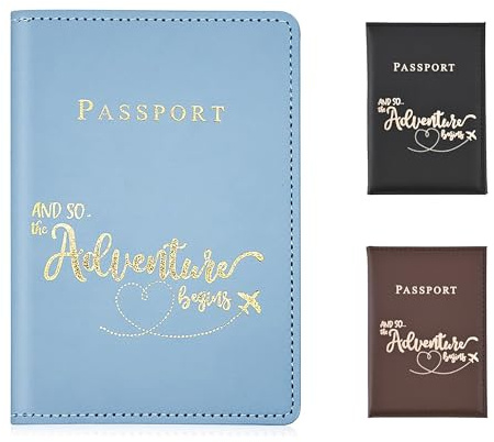 FUZVOL Housse de Passeport en Cuir PU pour Documents, Portefeuille de Passeport pour Cartes de Crédit, Cartes de Visite, Argent, Portefeuille de Voyage pour Femmes & Hommes Accessoires de Voyage à