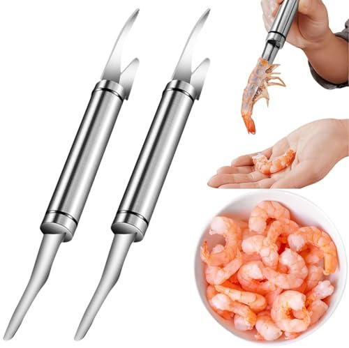 ZDL Éplucheur de crevettes, éplucheur de crevettes en Acier Inoxydable 2 pièces éplucheur de crevettes Multifonctionnel, éplucheur de crevettes de Cuisine, Outil d'épluchage de Cuisine créatif.