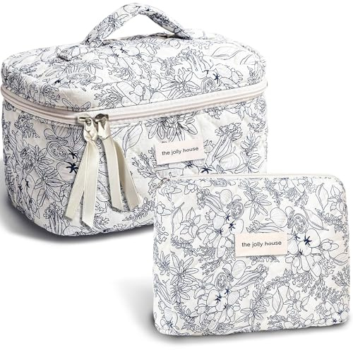 TOPALL Trousse de Toilette Femme Voyage,Trousse Maquillage,Matelassée Trousse Toilette XL,Pochette Maquillage Grande Capacité Voyage Motif Floral pour Femme Fille