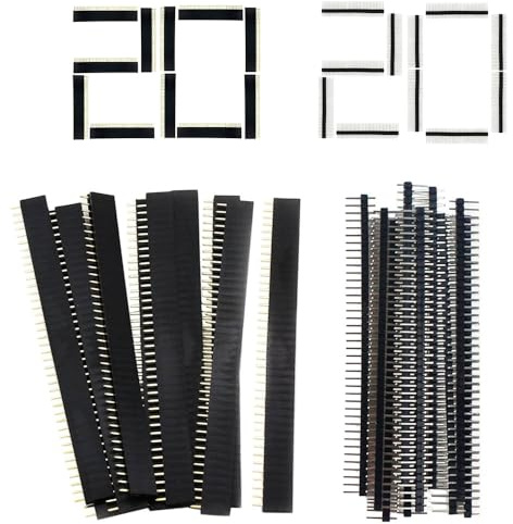 Lot de 40 barrettes mâles et femelles 2,54 mm 40 broches mâles et femelles PCB à souder pour circuits imprimés