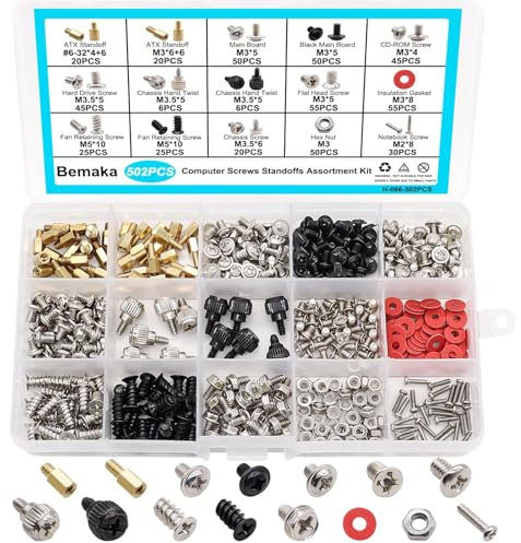 502 piezas Juego de tornillos para ordenador, tornillo para soporte de tarjetas madres tornillo para PC para ventiladores de computadora, caja de ordenador, disco duro, portátil, SSD, CD-ROM, para