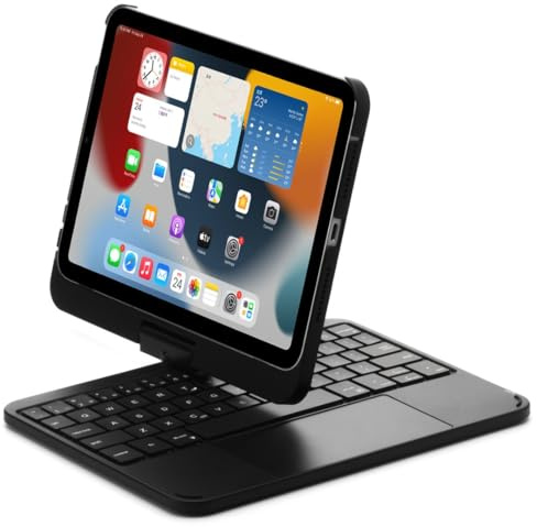 kaidisen Um 360 Grad drehbare Tastatur für iPad Mini A17 Pro 2024, iPad Mini 6. Generation Tastaturhülle mit Touchpad, 7-farbige Hintergrundbeleuchtung, faltbare Tastatur mit Hintergrundbeleuchtung,