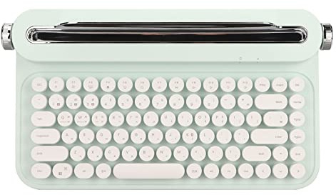 XUMIUZIY Wireless Tastatur - Retro-Mechanische Tastatur mit Bluetooth, Integriertem Ständer, Niedliche Runde Taste