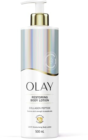 Olay Collagen Peptide Restoring Body Lotion, 24HR Moisturising Cream Body Skin Care, Improves Elasticity, Collagen Peptide Vitamin B3 and Glycerin, Visibly Moisturised Skin, No Greasy Residue, 500ml
