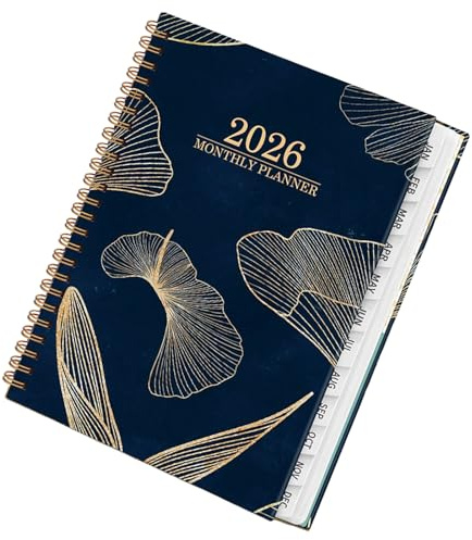 Månatlig planerare för 2026, stort block blomdesign, vecko- och månadslayout för skola, lärare, student, kontor, möten, familjeplanering
