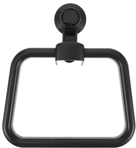 MUCKLILY Porta Asciugamani da Parete con Anello Resistente Supporto Ventosa senza Foratura per Bagno Cucina e Camera da Letto Facile da Installare e Salvaspazio Finitura Opaca Nera