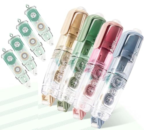 4 Pièces Rouleau Ruban Adhésif Double Face Avec 4 Recharges, Dérouleur Rétractable, Distributeur Ruban Adhésif pour Scrapbooking et Artisanat, Projets Artistiques, Emballage Cadeaux