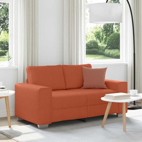 Ordellia Tvåsitsig soffa röd-orange 120 cm manchestertyg, modern relaxsoffa för vardagsrum, sovrum, robust plywoodram och metall, bekväm sittupplevelse