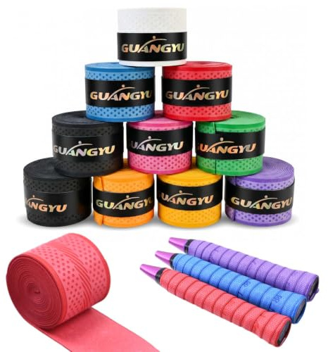 Korechain 10 Piezas Cinta de Agarre para Raqueta de Tenis, Antideslizante y Secado Rápido, Overgrip Autoadhesivo para Padel Bádminton Squash, Grip para Raqueta de Pesca y Vara de Pescar