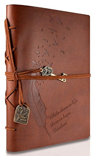 RYMALL Carnet De Voyage A5, Journal Intime, New Cuir Vintage Magique Key String Notebook Journal Blank Agenda Jotter Cahier Corde Vintage Intimate Diary (Café)