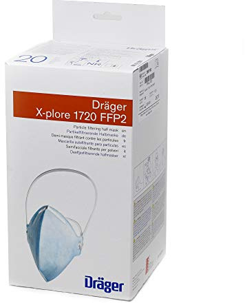 Dräger X-plore 1720 FFP2 Nr D ohne Ventil - Dekra - 20 Stück Atemschutzmaske Set - Partikelschutzmaske - Maske Schutzstufe FFP2 Halbmaske