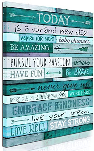 aburaeart Inspirational Wall-Art - Quotes Office Wall Decor - Teal Wall Decor for Bedroom - Word Artwork for Home Walls with Framed Canvas Art Size 16x24