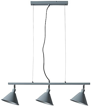 MiniSun | Modern 3 Way Suspended Ceiling Light with Grey/Silver Metal Cone Shades | Pendant Lights, Home Décor Essential | Includes Bulb [3000K Warm White] | Includes Full Wired Fitting | Mains Wired