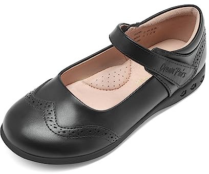 DREAM PAIRS Girls School Uniform Shoes Mary Jane Black Flats,Size 3 Big Kid,Black,SDFL2210K-1
