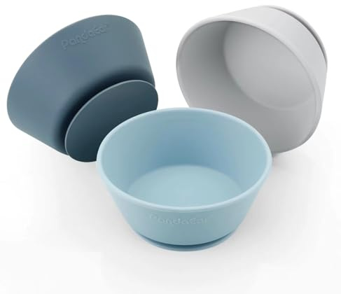 PandaEar Set di 3 Ciotole con Ventosa per Bambini | Ciotole in Silicone per la Prima Alimentazione di Neonati, Bambini e Ragazzi | Silicone Alimentare Morbido e Sicuro, Senza BPA